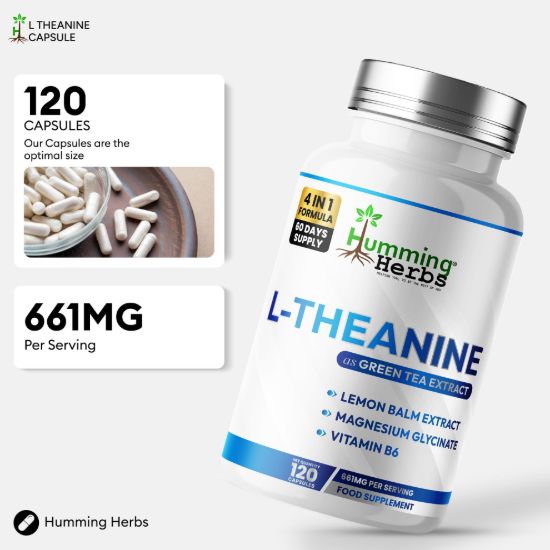 Picture of Humming Herbs L-Theanine Capsules 120 – 4-in-1 Formula