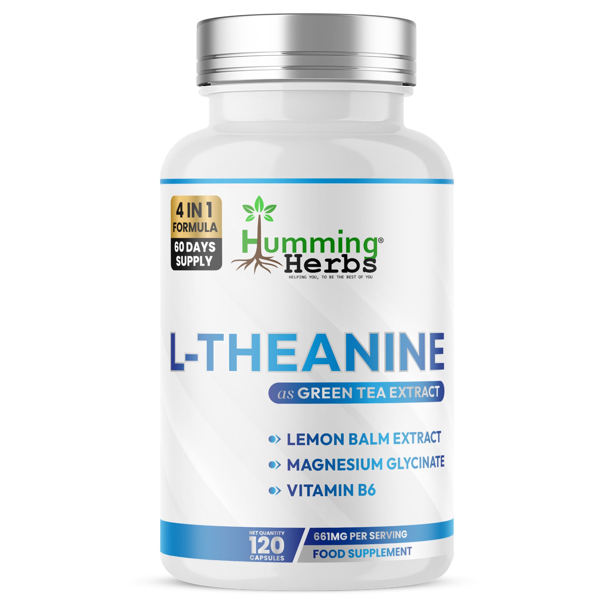 Picture of Humming Herbs L-Theanine Capsules 120 – 4-in-1 Formula