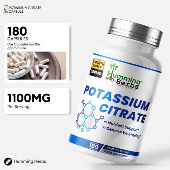 Picture of Humming Herbs Potassium Citrate Capsules 1100mg – 180 Capsules