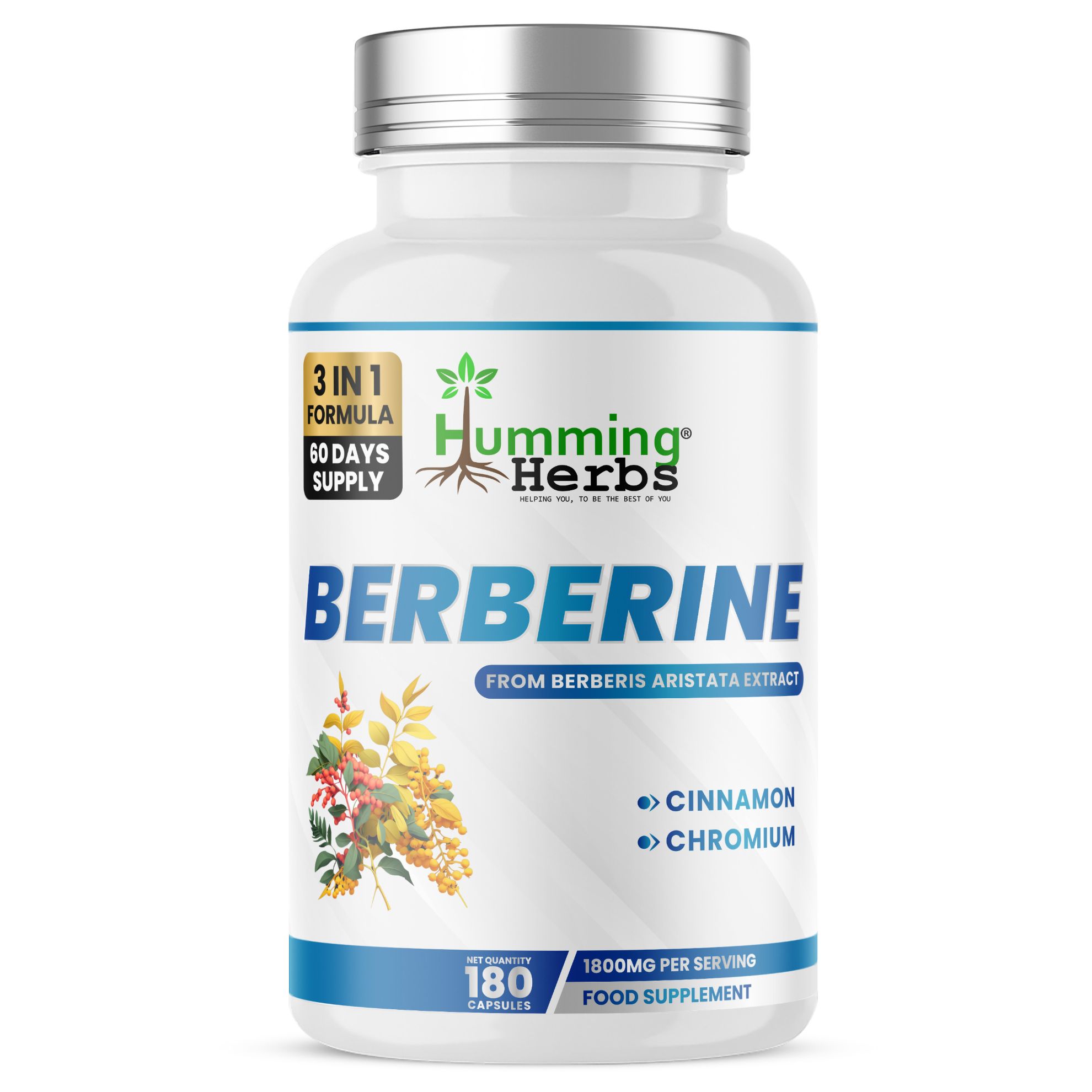 Picture of Humming Herbs Berberine 3-in-1 Capsules | 180 Capsules