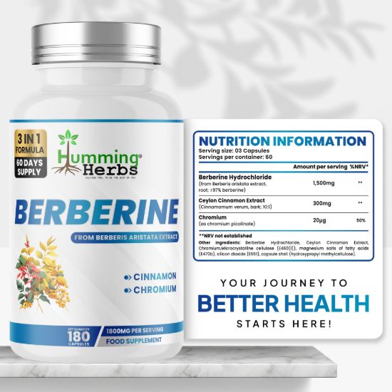 Picture of Humming Herbs Berberine 3-in-1 Capsules | 180 Capsules