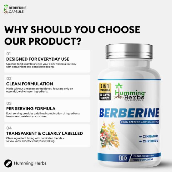 Picture of Humming Herbs Berberine 3-in-1 Capsules | 180 Capsules