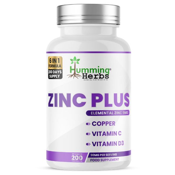 Humming Herbs Zinc Plus Capsules | 200 Capsules | 6-in-1 Formula