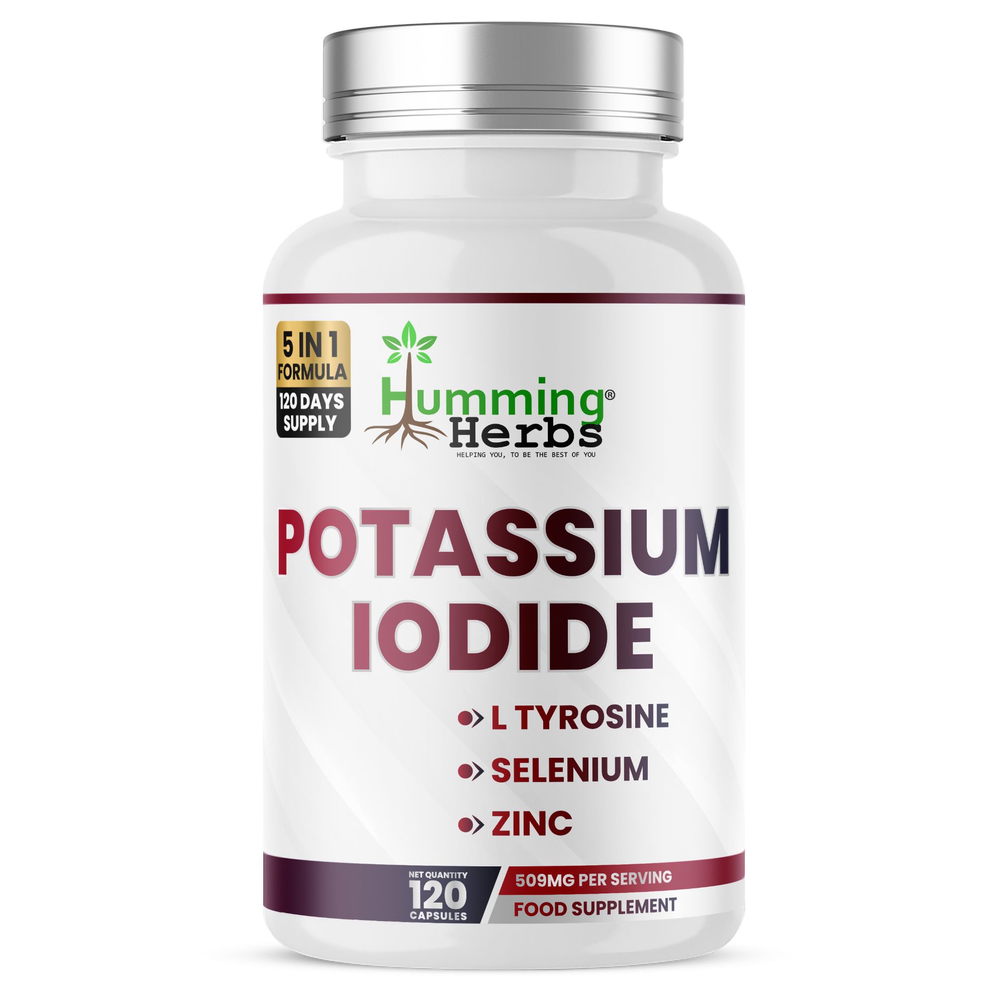 Picture of Humming Herbs Potassium Iodide Capsules – 5-in-1 Formula