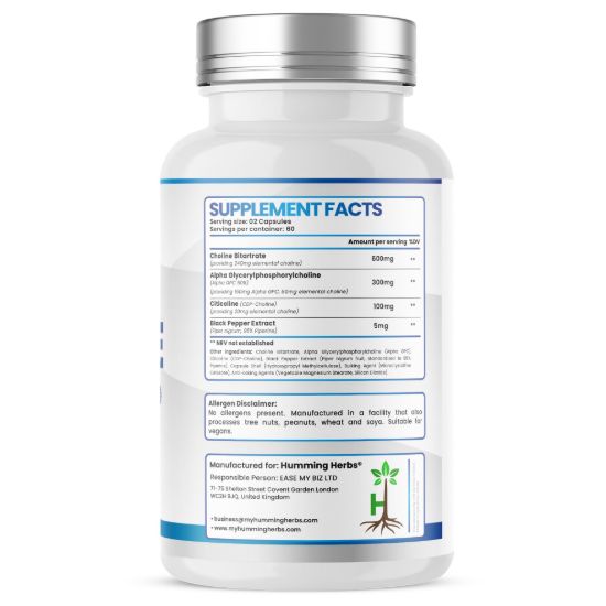 Picture of Humming Herbs Choline Capsules Alpha GPC & Citicoline