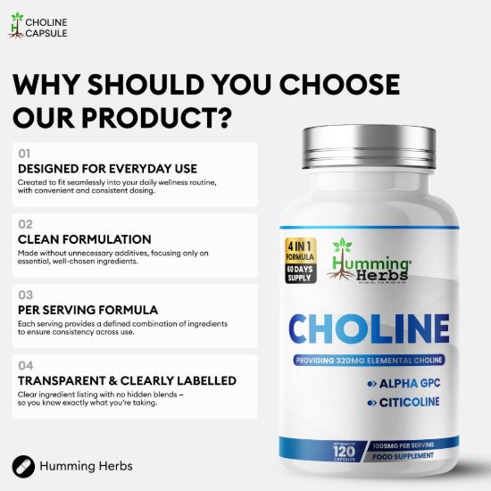 Picture of Humming Herbs Choline Capsules Alpha GPC & Citicoline