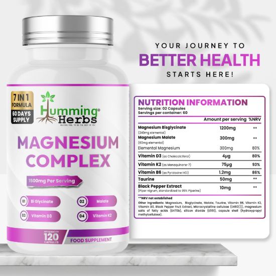 Picture of Humming Herbs Magnesium Complex 120 Capsules | 7-in-1