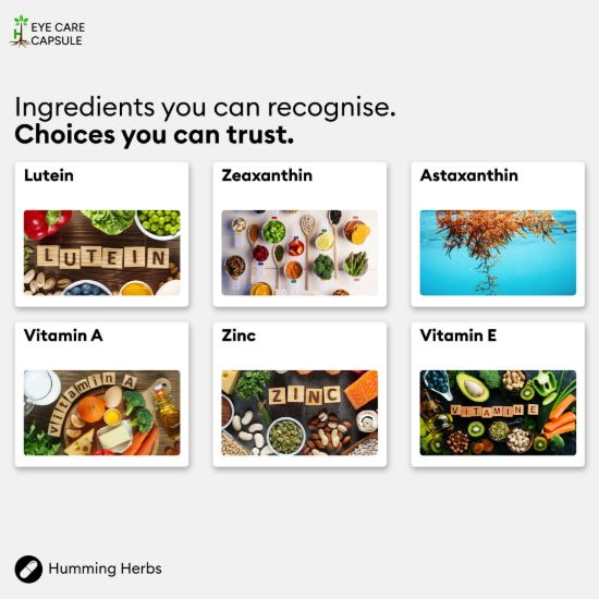 Picture of Humming Herbs Eye Care Capsules – 8-in-1 Formula | 120 Capsules