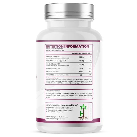 Picture of Humming Herbs Echinacea+ Capsules | 6-in-1 Formula | 120 Capsules