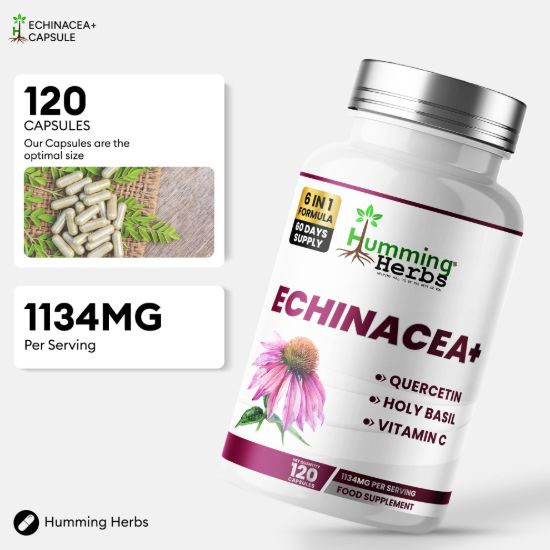 Picture of Humming Herbs Echinacea+ Capsules | 6-in-1 Formula | 120 Capsules