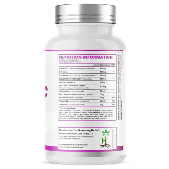 Picture of Humming Herbs Alpha GPC Capsules | 11-in-1 Formula | 120 Caps