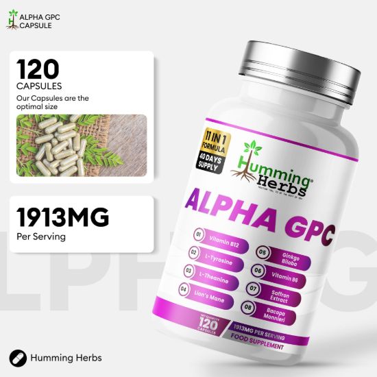 Picture of Humming Herbs Alpha GPC Capsules | 11-in-1 Formula | 120 Caps
