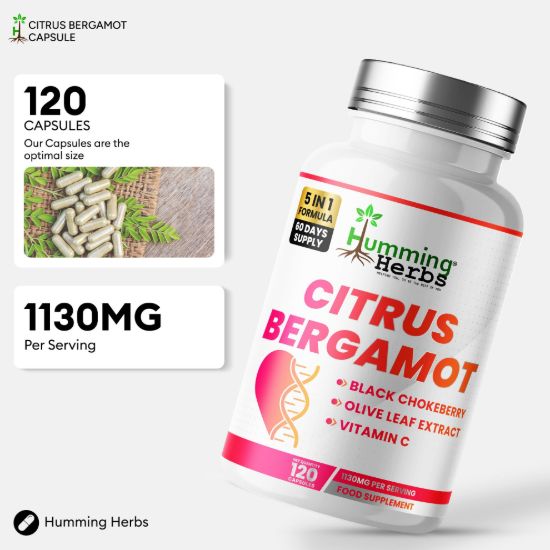 Picture of Humming Herbs Citrus Bergamot Capsules 120 — 5-in-1 Formula