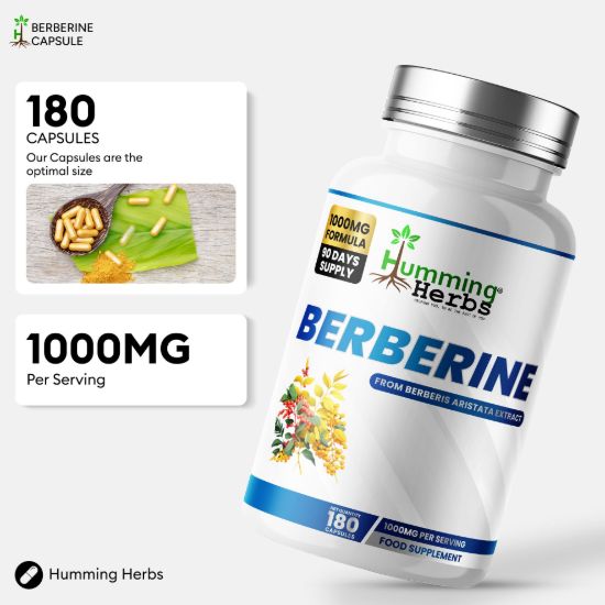 Picture of Humming Herbs Berberine 1000mg Capsules | 180 Capsules