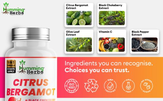 Picture of Humming Herbs Citrus Bergamot Capsules 120 — 5-in-1 Formula