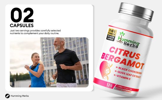 Picture of Humming Herbs Citrus Bergamot Capsules 120 — 5-in-1 Formula