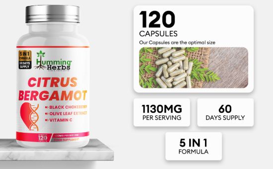 Picture of Humming Herbs Citrus Bergamot Capsules 120 — 5-in-1 Formula