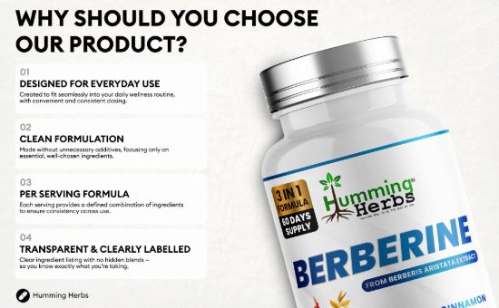Picture of Humming Herbs Berberine 3-in-1 Capsules | 180 Capsules