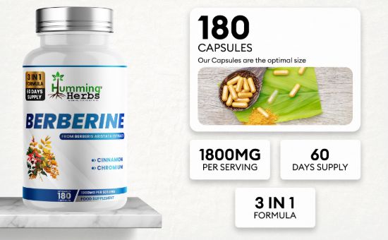 Picture of Humming Herbs Berberine 3-in-1 Capsules | 180 Capsules