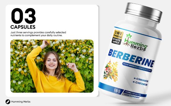 Picture of Humming Herbs Berberine 3-in-1 Capsules | 180 Capsules