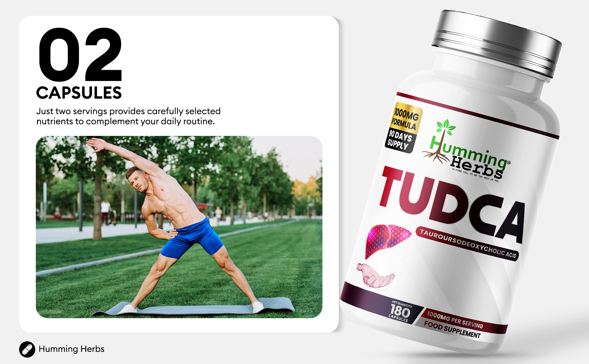 Picture of Humming Herbs TUDCA 1000mg Capsules – 180 Capsules