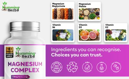 Picture of Humming Herbs Magnesium Complex 120 Capsules | 7-in-1