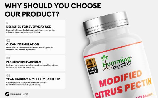 Picture of Modified Citrus Pectin Capsules | Humming Herbs | 120 Caps