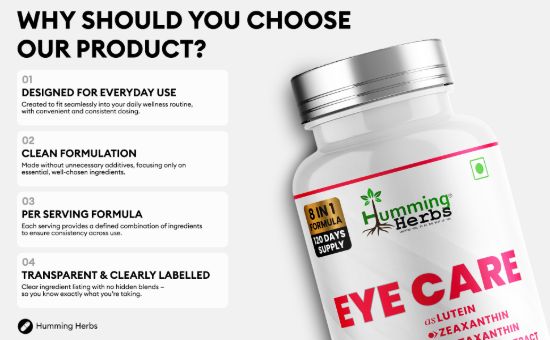 Picture of Humming Herbs Eye Care Capsules – 8-in-1 Formula | 120 Capsules