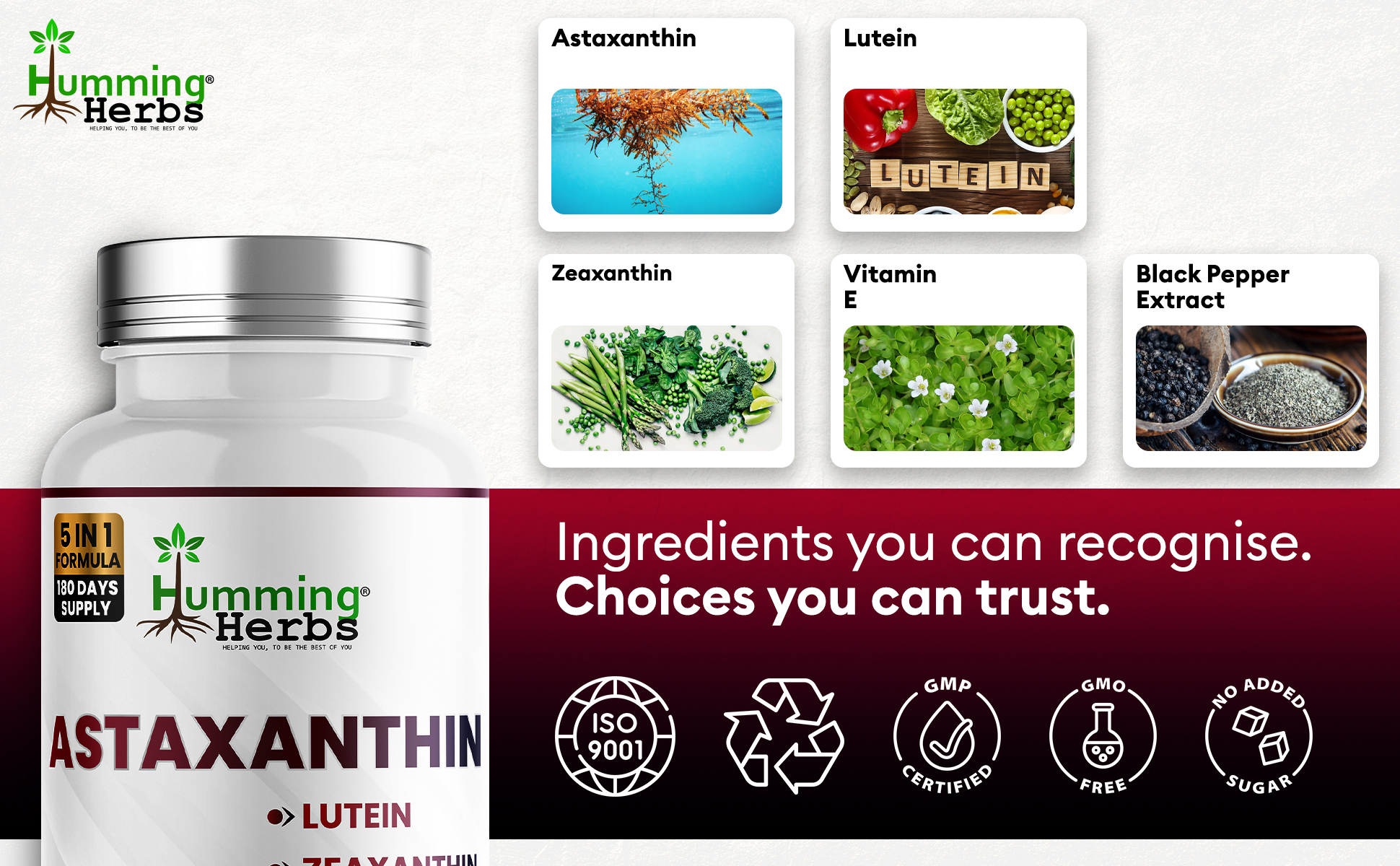 Picture of Humming Herbs Astaxanthin Capsules with Lutein & Vitamin E