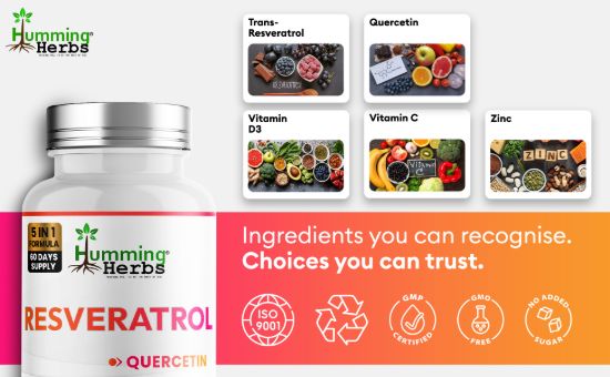Picture of Humming Herbs Resveratrol 500mg – 5-in-1 Formula | 120 Capsules