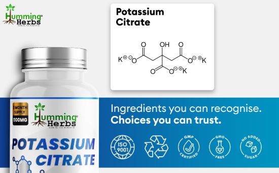 Picture of Humming Herbs Potassium Citrate Capsules 1100mg – 180 Capsules