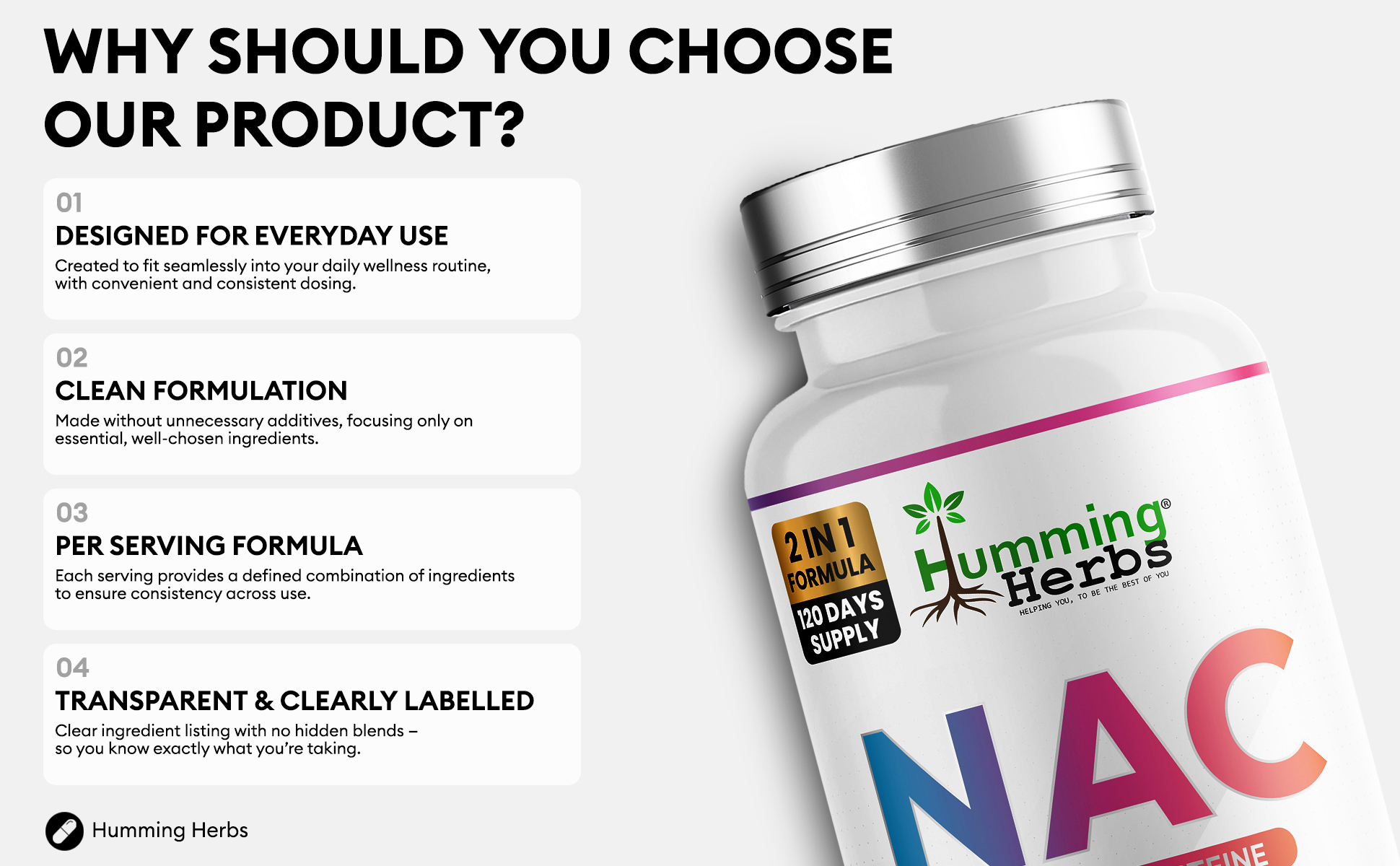 Why choose Humming Herbs NAC with ALA