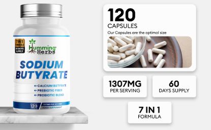 Picture of Humming Herbs Sodium Butyrate Capsules 120 — 7 in 1 Formula