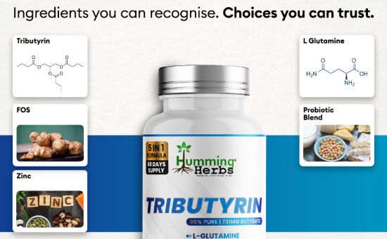 Picture of Humming Herbs Tributyrin Capsules 120 | 5-in-1 Formula